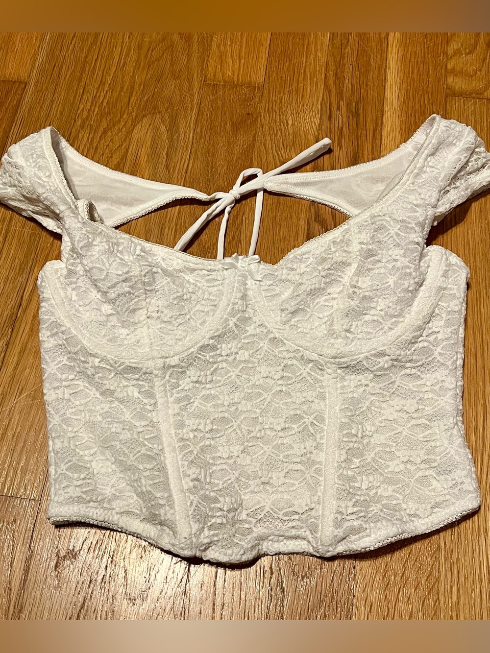 Garage White Lace Bustier Tank Top
